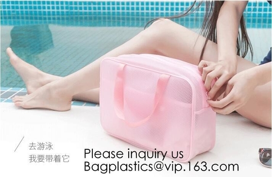 Custom design PU cosmetics zipper pouches transparent PVC wash gargle bags,China Wholesale Travel Transparent Lattice