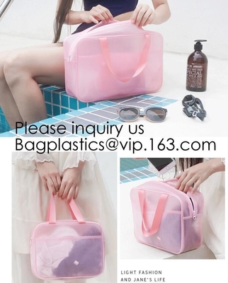 Custom design PU cosmetics zipper pouches transparent PVC wash gargle bags,China Wholesale Travel Transparent Lattice