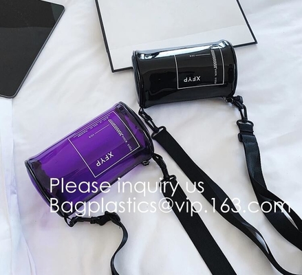 Tube Bags, Promotional Beautiful Travel Small Cosmetic Pouch Women Clutch Bag PVC Shiny Cosmetic Beauty Makeup Bag