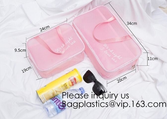 Eco-friendly Fashion Waterproof Clear PVC Zippered Cosmetic Pouch for Bathroom,Holographic PVC Makeup Cosmetic Bag Laser