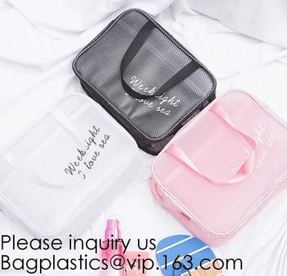 Eco-friendly Fashion Waterproof Clear PVC Zippered Cosmetic Pouch for Bathroom,Holographic PVC Makeup Cosmetic Bag Laser