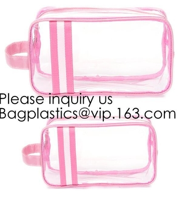 Modern Fashion Travel Portable Transparent PVC Customized Logo Cosmetic Pouch,PVC Cosmetic Pouch With red Zipper