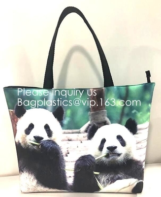 Lady Handbag Woman Color Panda Print Bag,Cute Chinese Panda custom print tote bag,Promotional Custom Logo Printed Organi
