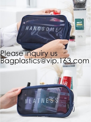 Men and Women Mesh Cosmetic Pouch Set Toiletry Bags See Through Travel Makeup Organizer,mesh cosmetic pouch nylon cosmet