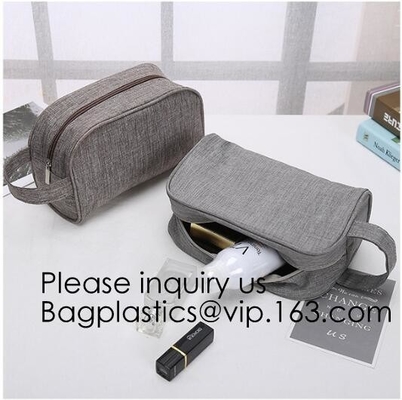 Cosmetic Toiletry Bag Mens Canvas Leather Travel Kit Wash Makeup Bag,organic cotton canvas makeup bag with zipper make-u