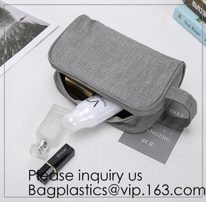 Cosmetic Toiletry Bag Mens Canvas Leather Travel Kit Wash Makeup Bag,organic cotton canvas makeup bag with zipper make-u