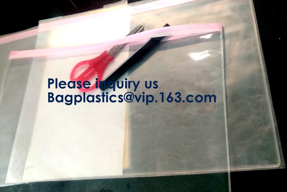 Document File Zip Bags with Hook Hanger Slider Stationary Pen Pencil Packaging Bags,Office Green Clear Zip Folders PVC F