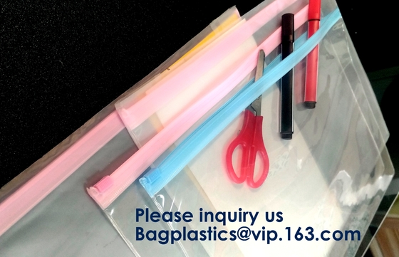 Document File Zip Bags with Hook Hanger Slider Stationary Pen Pencil Packaging Bags,Office Green Clear Zip Folders PVC F