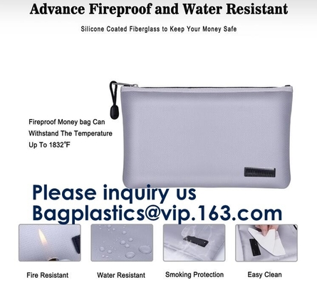 Oem Large Fireproof Cash Pouch Fireproof Bag For Documents Lipo Battery,Safe fireproof document bag,Fiberglass Waterproo