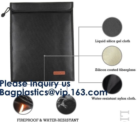 Fiberglass Waterproof Durable,Fire Resistant Document bag Fire Proof Bag,Non-itchy Fiberglass Fireproof Water Resistant