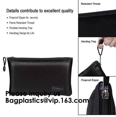 Double layer heat protection large fireproof document money pouch bags,Safety document bag / fire resistant document bag