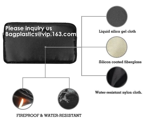 OEM custom luxury travel money passport safe zipper storage pouch fireproof document bag Pouch Money Fiberglass Fire Saf