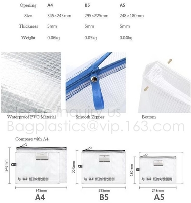 Zipper Lock Carrying File Bag Folder Organizer School Office Stationery A4 Waterproof Document Bag With Zipper BAGEASE