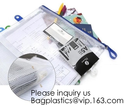 School Office Stationery A4 Waterproof Document Bag With Zipper A3 Zipper Pvc File Folder Bag For Business BAGEASE PAC