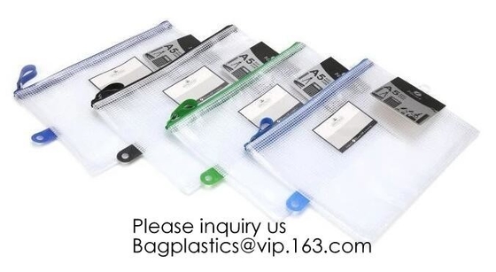 School Office Stationery A4 Waterproof Document Bag With Zipper A3 Zipper Pvc File Folder Bag For Business BAGEASE PAC