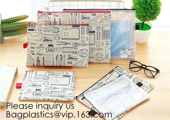 Fashion nylon oxford 600D zipper pencil stationery organizer bags,A4 Zipper Lock Office Stationery File Bag, BAGEASE