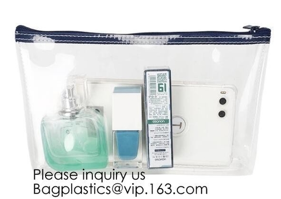 Fashion Beautiful Custom Reusable Eva Bag With Zipper,Transparent Custom Printed Brand Logo Clear PVC Zip lock Slider