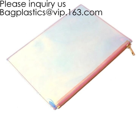 Holographic Zipper Makeup Pouch PVC Glitter Cosmetic Bag,OEM Cosmetic Pouch Plastic EVA/ PEVA Zip Lock Bag, bagease