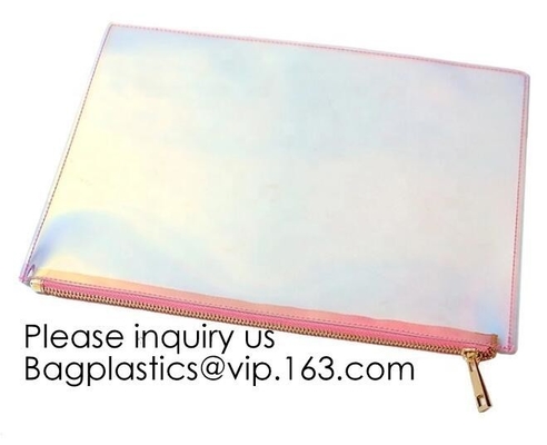 Holographic Zipper Makeup Pouch PVC Glitter Cosmetic Bag,OEM Cosmetic Pouch Plastic EVA/ PEVA Zip Lock Bag, bagease