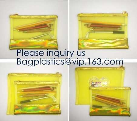 Fashion Travelling Heat-Sealed Clear EVA Cosmetic Bag With Yellow Snap Button And Rubber Handle Pouch By L'Oreal, Sedex