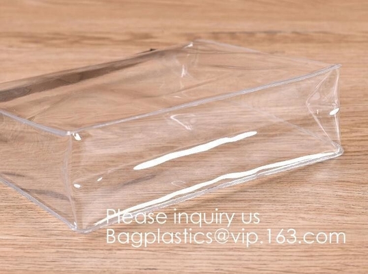 Flat Type Clear Frosted Pvc/Eva Cosmetic Bag With Sewn Zipper,Brush Bag Makeup Wash Bag,Stylish, Practical, Portable, Co
