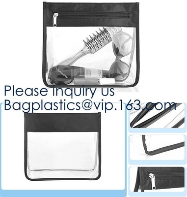 Zip Lock Transparent PVC EVA Cosmetic Bag,0.5mm Thickness Crystal Clear Eva Cosmetic Bag With Debossed Logo, bagease, pa