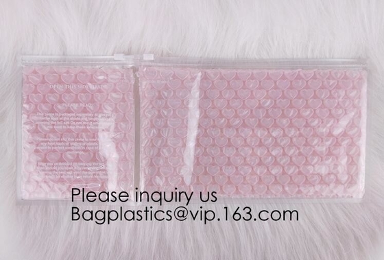 Cosmetic Packing Laser PVC Make Up Bag With Zipper Top Heart-Shaped Air Bubble Packaging Bag, bagease, bagplastics