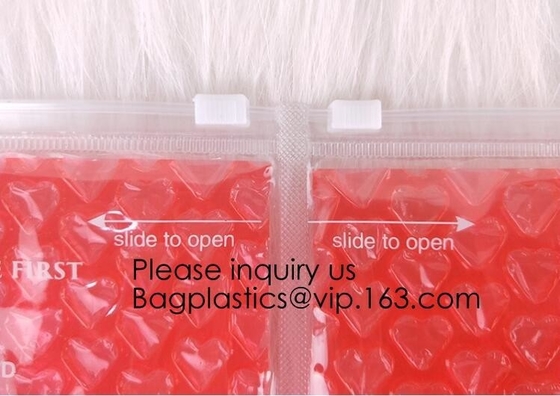 Cosmetic Packing Laser PVC Make Up Bag With Zipper Top Heart-Shaped Air Bubble Packaging Bag, bagease, bagplastics