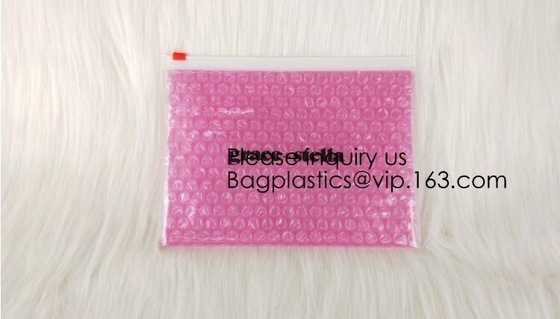 New Design Pvc k Epe Foam Heart-Shaped Bubble Bag For Cosmetic/Pink Plastic Bubble Bag With Zipper bagease package