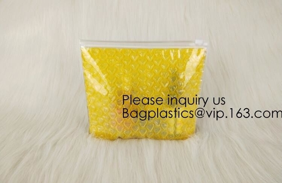 New Design Pvc k Epe Foam Heart-Shaped Bubble Bag For Cosmetic/Pink Plastic Bubble Bag With Zipper bagease package