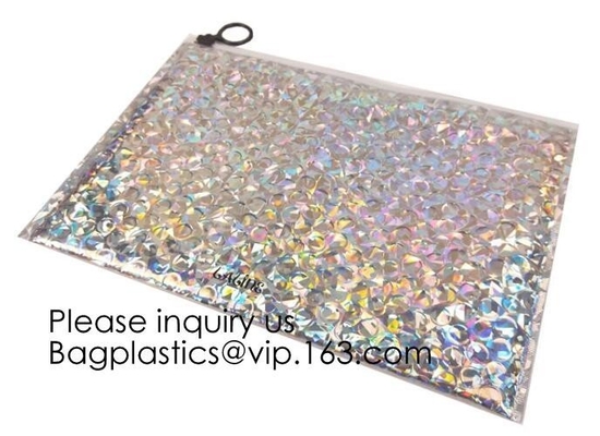 Printing Zipper Plastic Foil k Packaging Hologram Laser Holographic Aluminum Foil Folding Pouch Bags For Jewelry