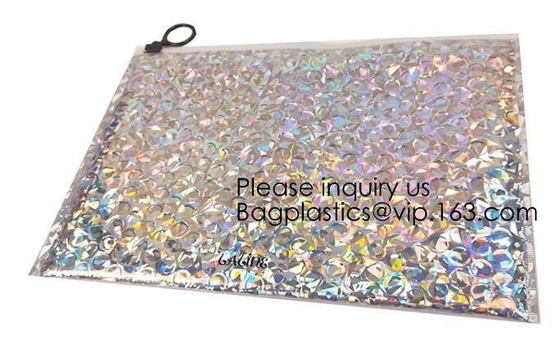 Printing Zipper Plastic Foil k Packaging Hologram Laser Holographic Aluminum Foil Folding Pouch Bags For Jewelry