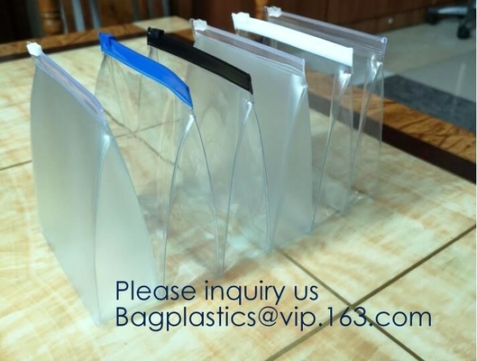 Zipper Eva Bag Waterproof Pvc Bag Transparentstitching Red Zipper Clear Frosted Plastic EVA Zipper Cosmetic Makeup Bag