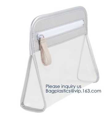Recyclable Clear Gift Plastic Flat Bottom Logo Pvc k Nylon Packing Bags With Handles,holographic k makeup co