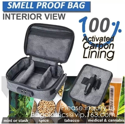 Child Proof Travel Herb Storage Case Large Stand Up Carbon Lining Smell Proof Resealabe k Stash Bags bagease pac