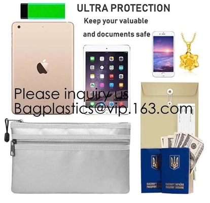 Silicone Coated Fire Resistant Envelope bag Fireproof Money Document Bag,Fireproof Bag Fire Proof and Water Resistant Do