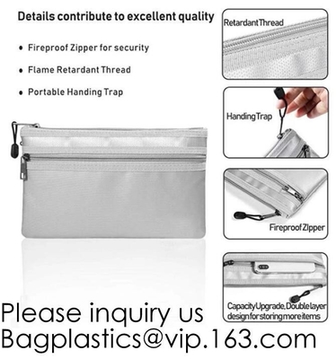 Silicone Coated Fire Resistant Envelope bag Fireproof Money Document Bag,Fireproof Bag Fire Proof and Water Resistant Do
