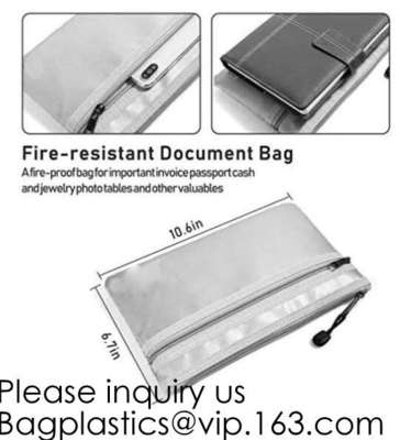Silicone Coated Fire Resistant Envelope bag Fireproof Money Document Bag,Fireproof Bag Fire Proof and Water Resistant Do