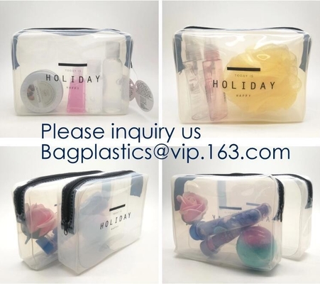 Clear Toiletry Bag - Compression Packing Cube - PVC Cosmetic Bag - Transparent Makeup Bag - See Through Plastic Clear Ba