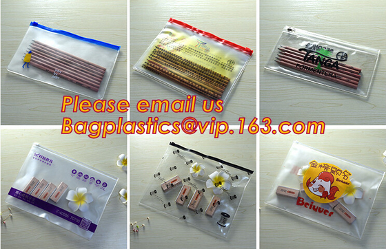Printed PVC LDPE k bags slider zip lock plastic bag, vinyl toiletry zipper bag pvc slider bag