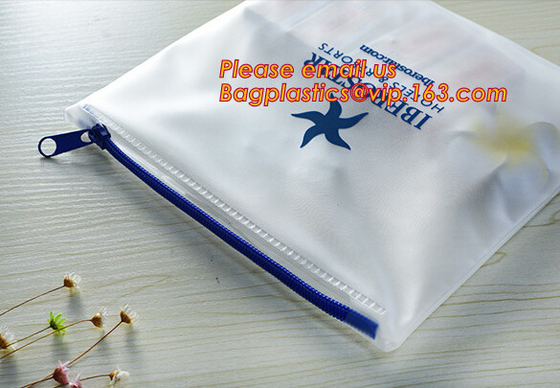 Printed PVC LDPE k bags slider zip lock plastic bag, vinyl toiletry zipper bag pvc slider bag