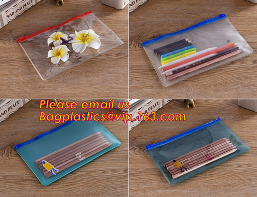 frosted pvc k document file bag, Custom zipper file folder bag, plastic top oppening file bag