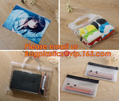 Simple clear Plastic PVC A4 file bag with zipper, pvc k file bag, Custom PP A4 File Bag Document Bag Plastic Zippe