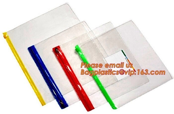 Cheap Waterproof PE zipper lock file wallet bag with logo printing, cheap A4, A5, A6, B5 transparent plastic pe zip lock