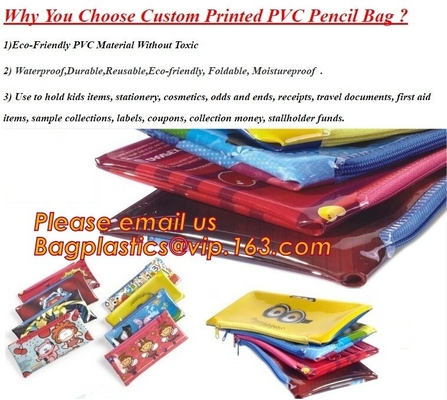 plastic clear transparent color pvc zipper pencilcase/pencil bag, New funny stationery eco friendly pvc plastic soft red