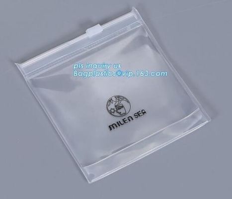 pvc zipper lock slider bag/Resealable PVC Slider Zip Poly Bag, Flat Garment Zipper Packaging Slider Bag, CPE material zi