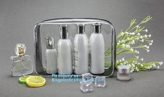 Promotion 25s heat seal clear transparent pvc cosmetic bag plastic bag, lady custom cosmetic bag travel makeup beauty ba