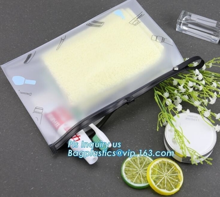 Transparent PVC zipper slider travel cosmetic bag, commodity package bag, Cosmetic Packing Soft Customized PVC Slider Ba