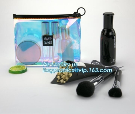 gusset slider k printed pvc zipper bags with holding loop with confetti, zipper slider bags for pencils pens