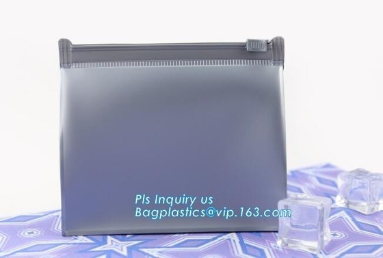Portable Clear PVC Slider Zipper Cosmetic Makeup Bag, Water proof slider pvc toiletry bag vinyl beachwear cosmetic bag